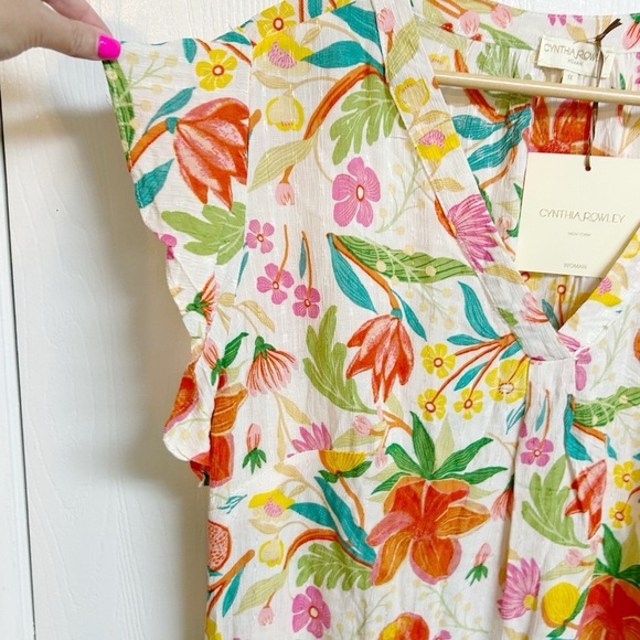 Cynthia Rowley Tropical Print 100% Rayon Blouse Top Size 1X NWT - Picture 4 of 7